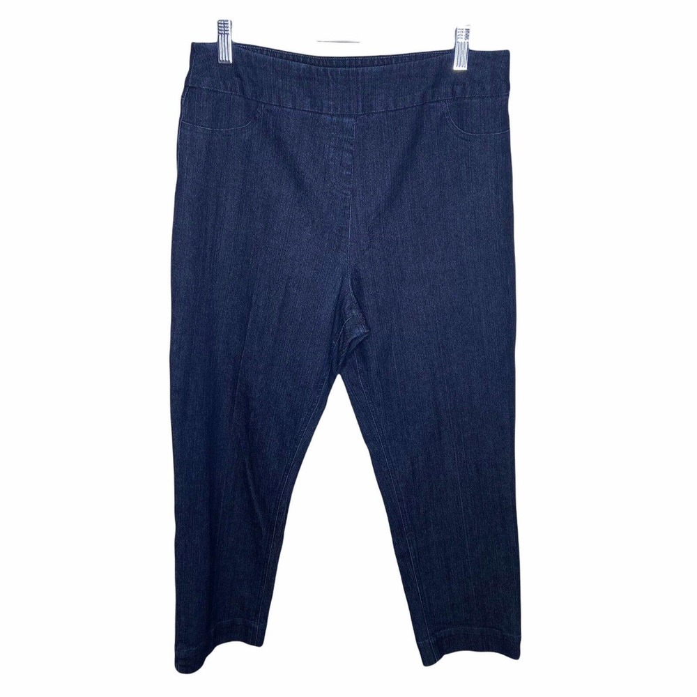 Soft Surroundings Pull On Cropped Skinny Jeggings Size Medium Jeans Blue Stretch